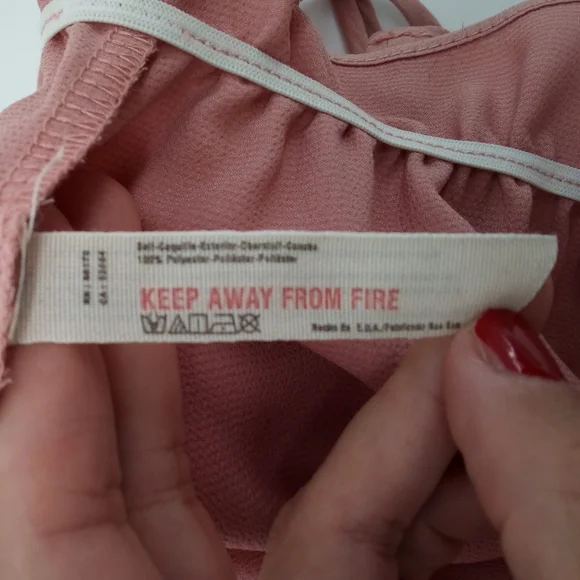 Free People Intimately Pink Salmon Dusty Elastic Ruffle Crop Tube Top Satin S - Picture 8 of 9